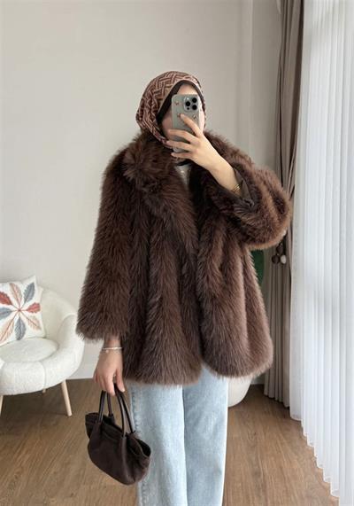 99004 Yakalı Uzun Kürk Kaban