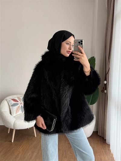 99004 Yakalı Uzun Kürk Kaban
