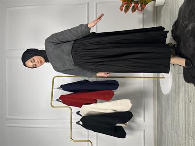 E-199 Bisiklet Yaka Balon Kol Boncuk Örme Triko Kazak