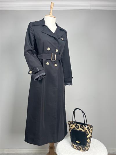 K3116 Önü Düğmeli Kuşaklı Kol Apoletli Trenckot