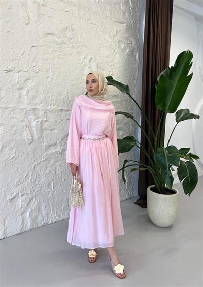 PR763 Şal Yaka Etekli Tencel Takım
