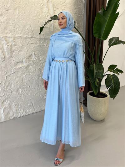 PR763 Şal Yaka Etekli Tencel Takım