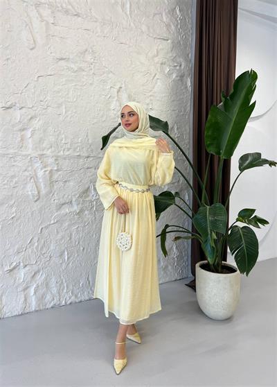 PR763 Şal Yaka Etekli Tencel Takım
