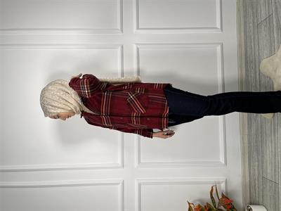 RB2016 Çift Cepli Eteği Eskitmeli Ekose Gömlek k