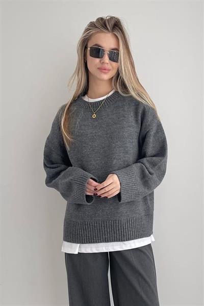 TT4481-Z Bisiklet Yaka Triko Kazak