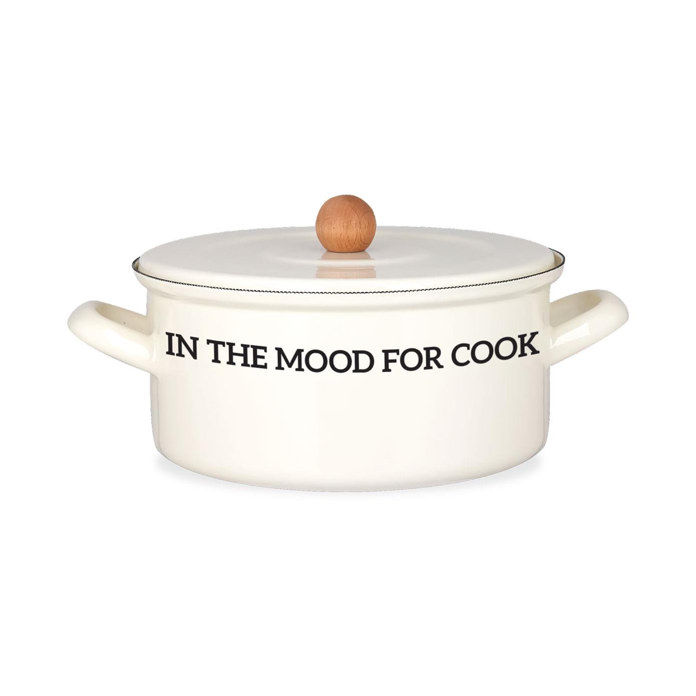 Mien 22 Cm Emaye Tırtıklı Düz Kısa Tencere Fildişi