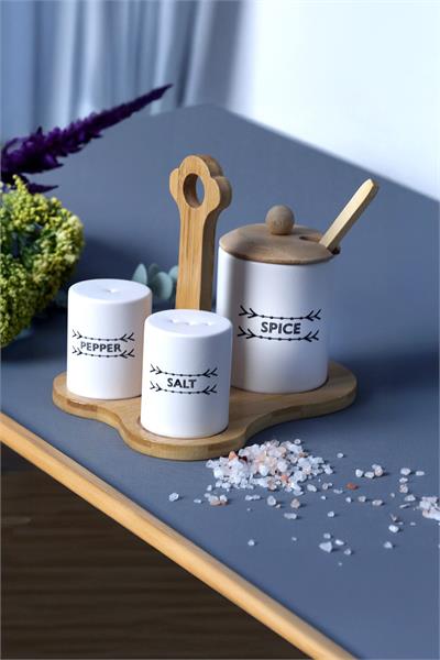 Bambu Standlı 3 Parça Baharat Seti Tutku 1421
