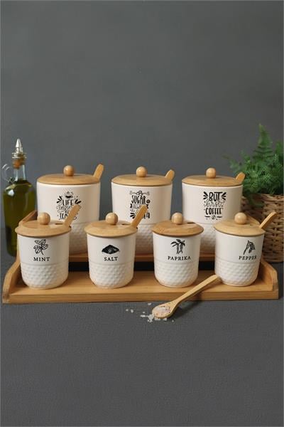 Bambu Standlı 7 Parça Baharat Seti Tutku 1409