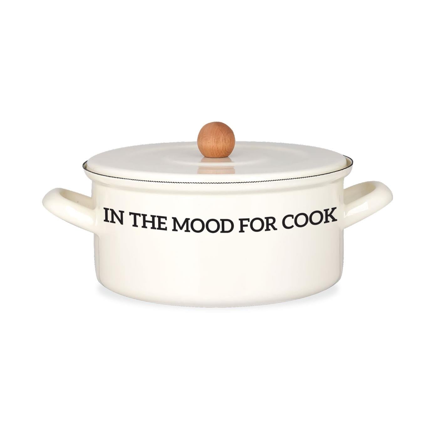 Mien 22 Cm Emaye Tırtıklı Düz Kısa Tencere Fildişi