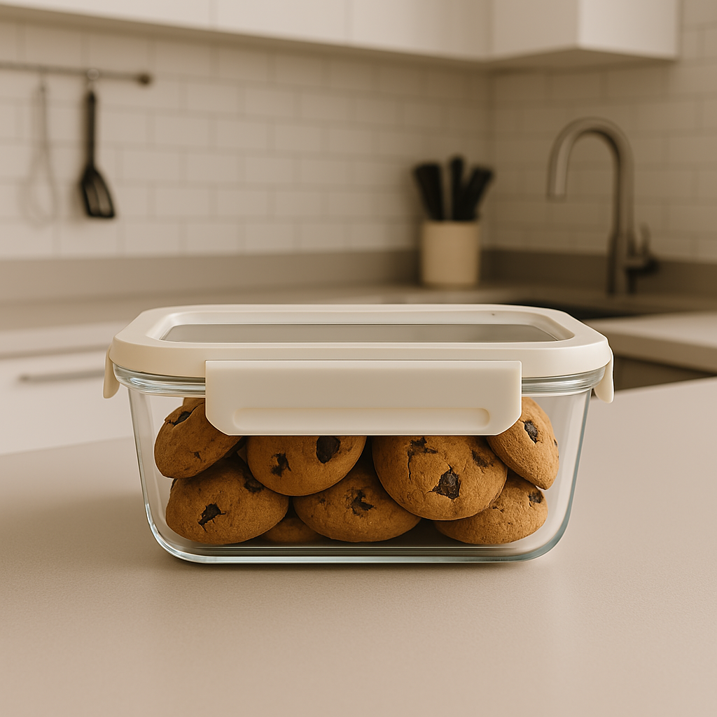 Arow Esnek Silikon Kapaklı Cam Saklama Kabı 1500 ml - Beyaz