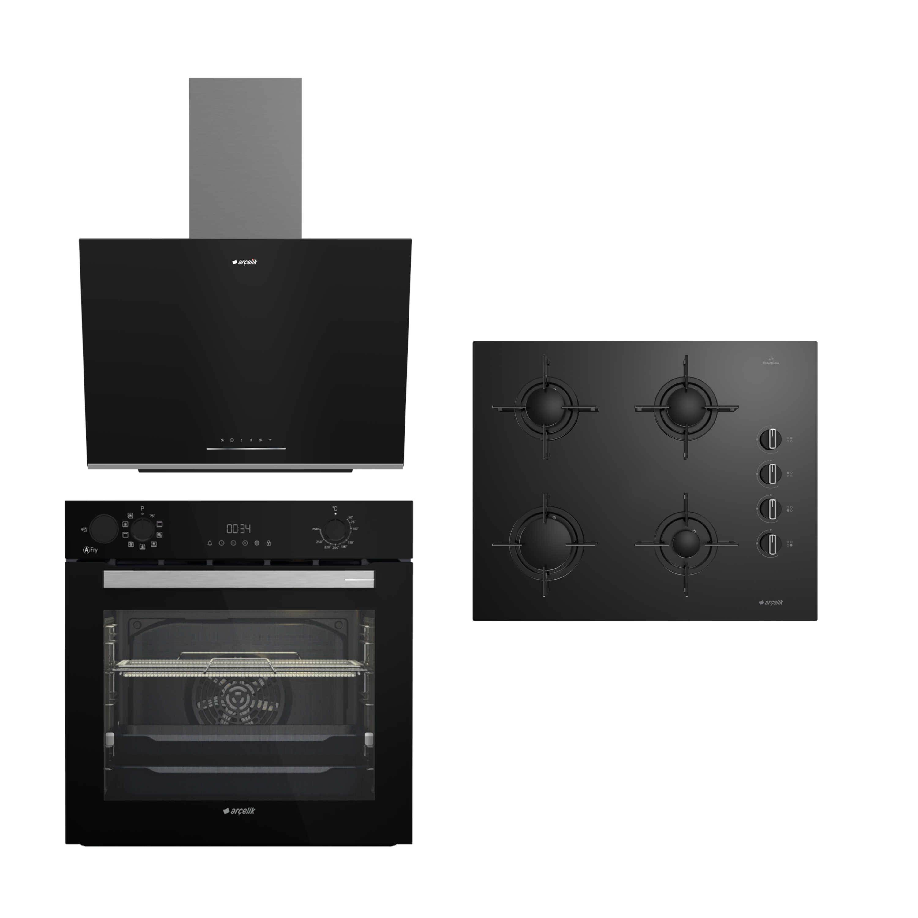 Arçelik Siyah Buhar Destekli Afry Ankastre Çeyiz Seti3