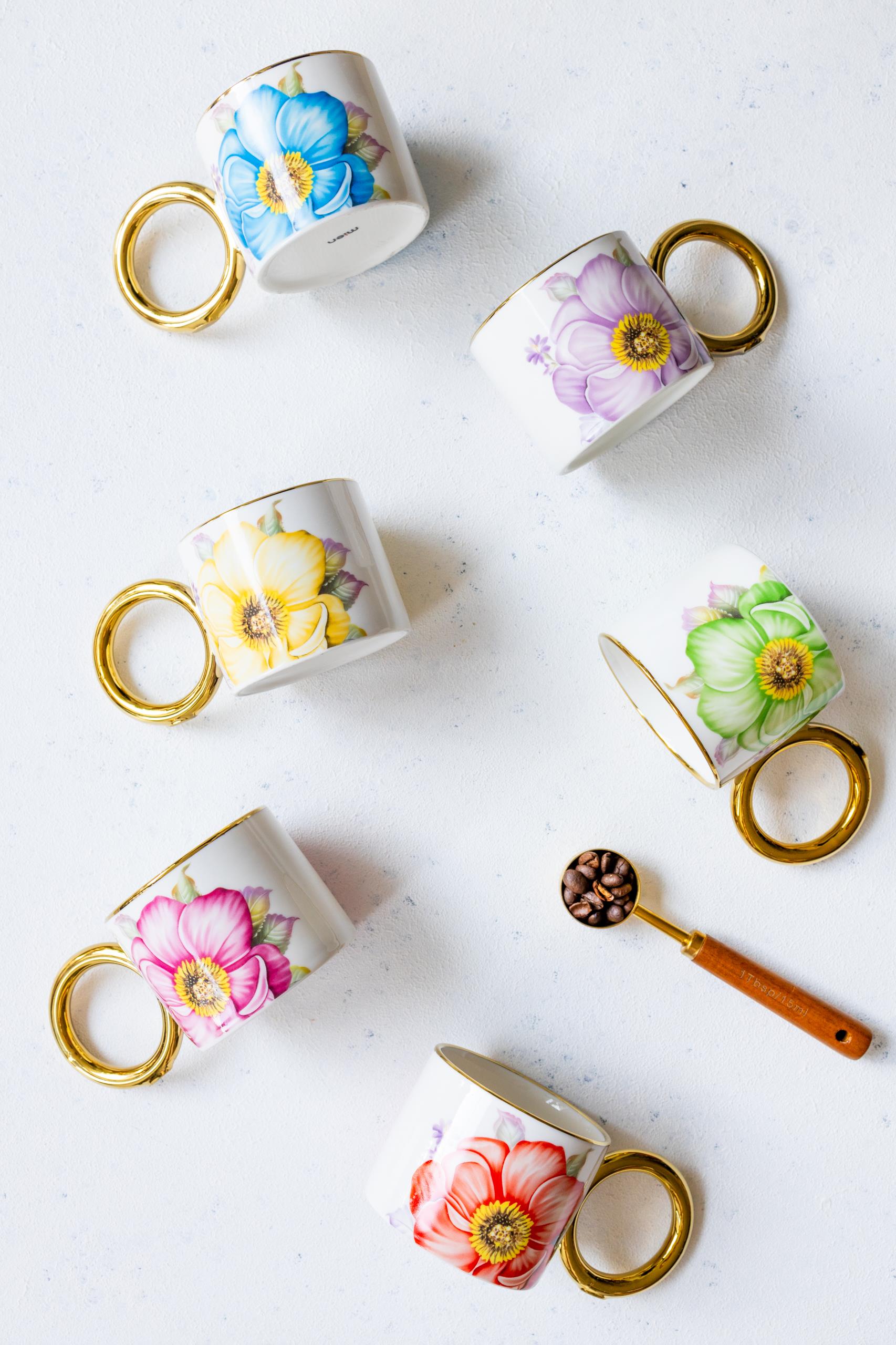 Mien Y/12 270Cc Flower Porselen Kupa 6Li Set