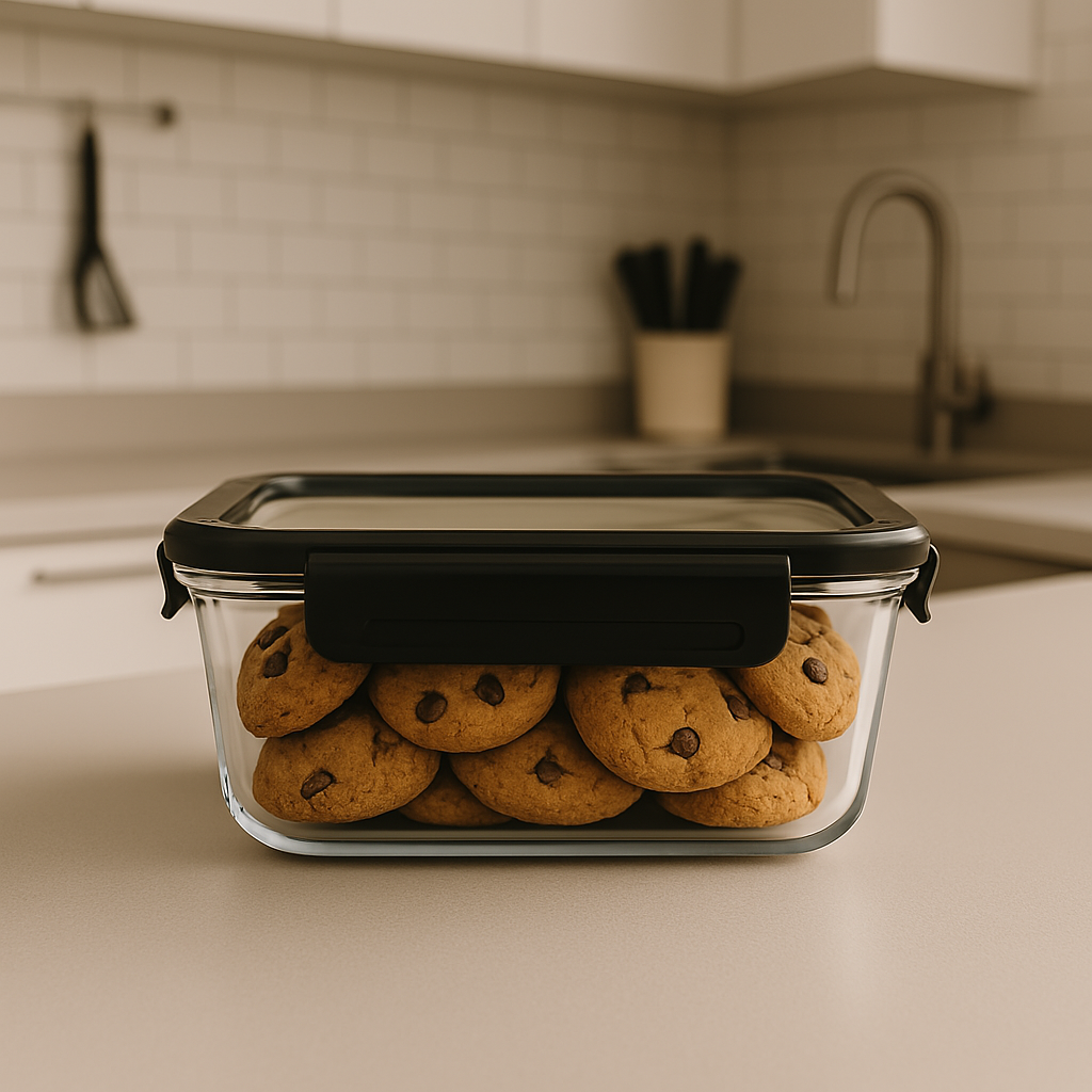 Arow Esnek Silikon Kapaklı Cam Saklama Kabı 1500 ml - Siyah