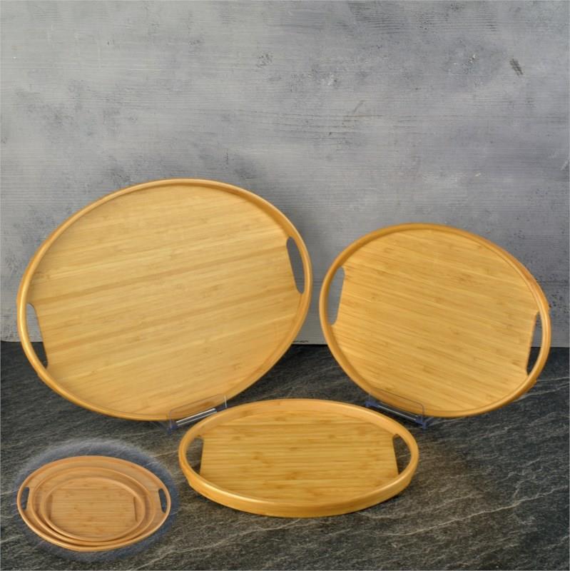 Tohana Bambu Üçlü Oval Tepsi Seti