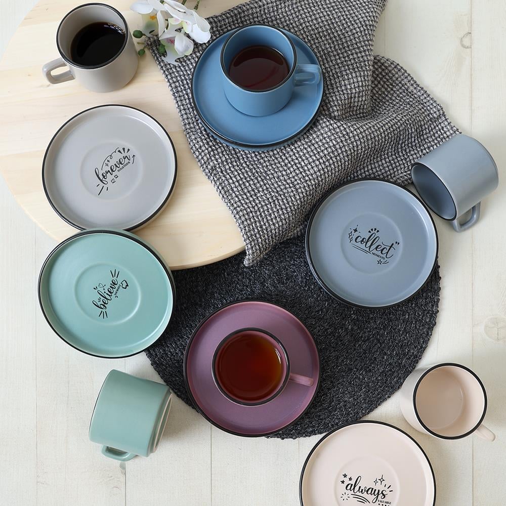 Keraart Rainbow Motto Stackable Çay Takımı 12 Parça 6 Kişilik