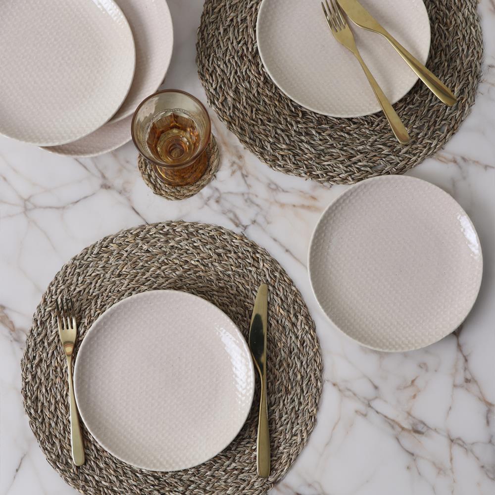 Kumlu Krem Rölyefli Pasta Tabağı 21 Cm 6 Adet Q32