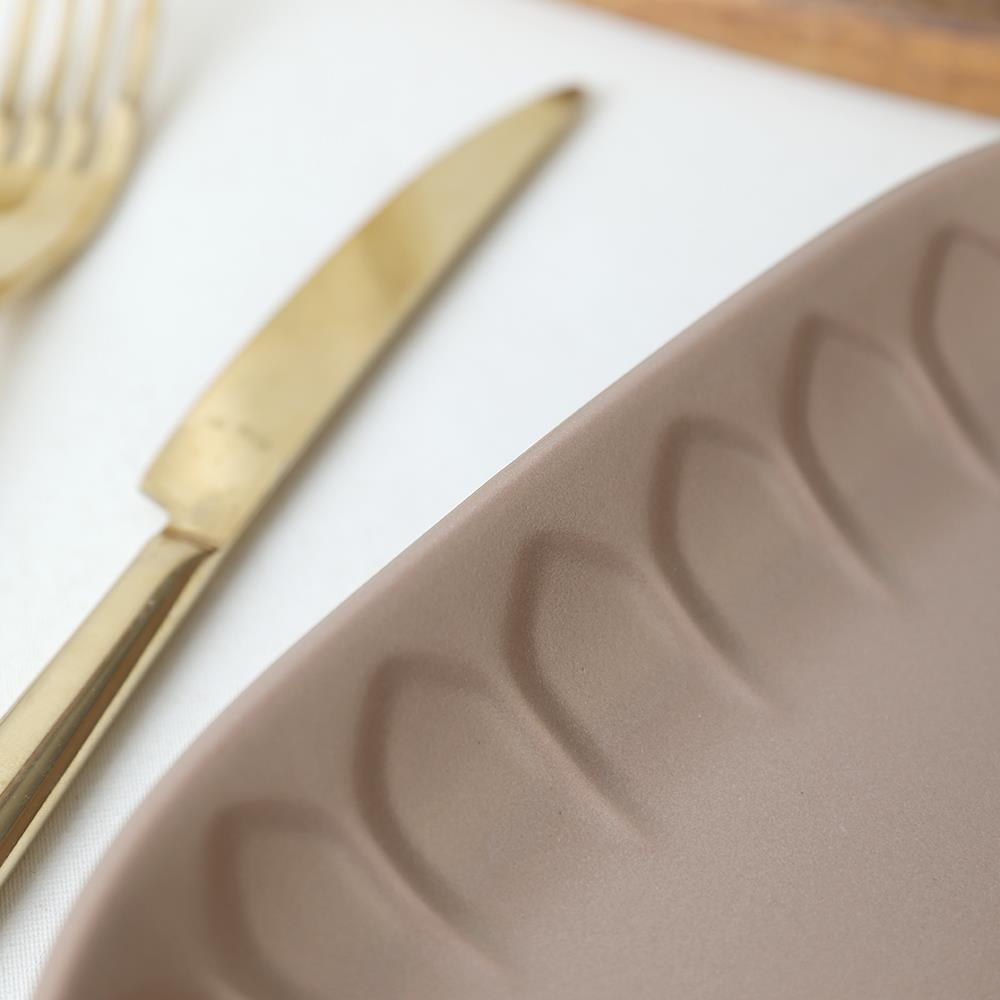 Mat Toprak Taupe Badem Kayık Tabak 22 Cm 2 Adet 977