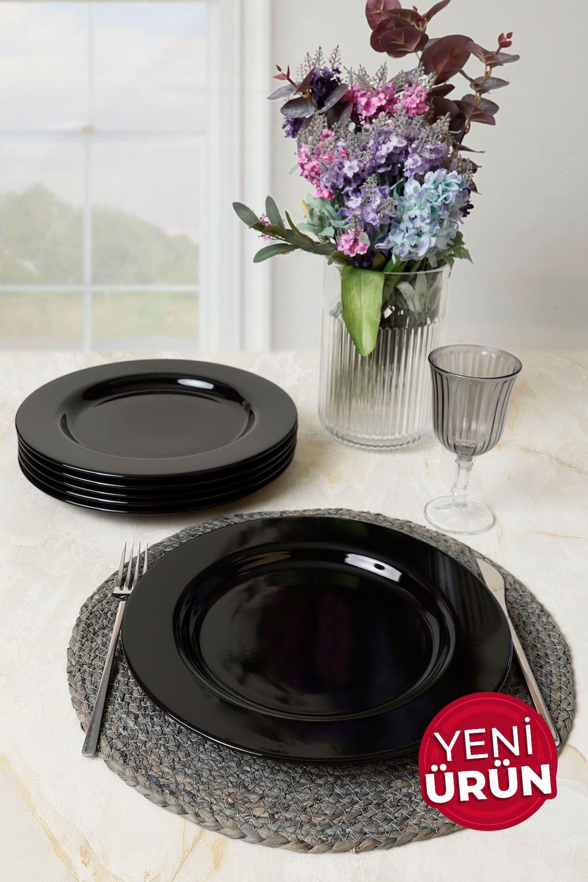 Siyah Assos Servis Tabağı 28 Cm 6 Adet 650