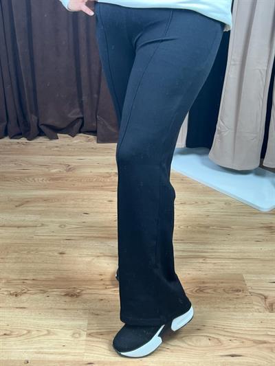 MARKA MODEL BELİ LASTİKLİ ÇİMALI PALAZZO SİYAH PANTOLON