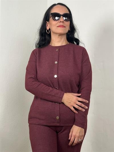 BİSİKLET YAKA SÜS ÇITÇIT DETAYLI BORDO SELANİK TAKIM