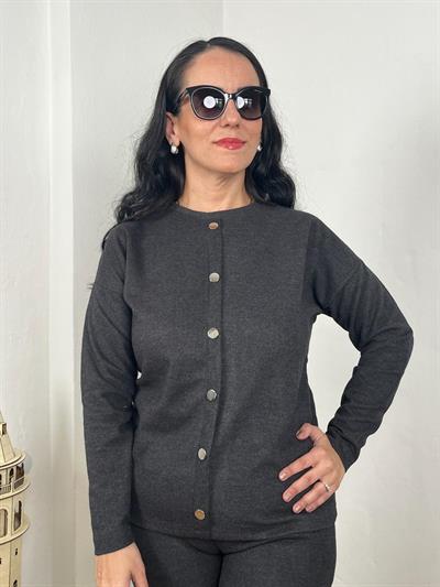 BİSİKLET YAKA SÜS ÇITÇIT DETAYLI SİYAH SELANİK TAKIM