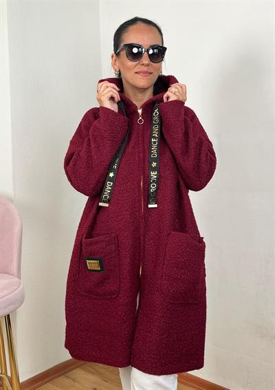BUKLET KAPÜŞONLU BORDO HIRKA KABAN