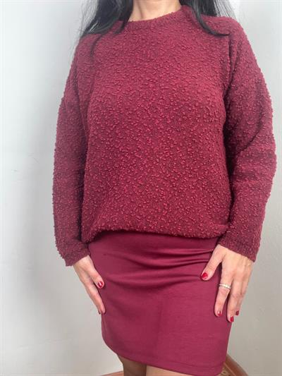 MODAL KUMAŞ BELİ LASTİKLİ BORDO KALEM ETEK