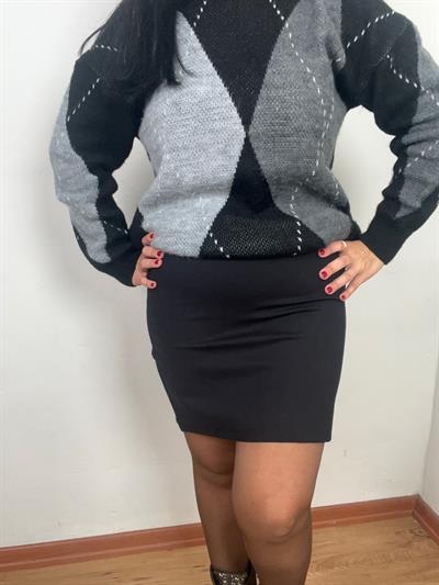 ÇELİK KUMAŞ BELİ LASTİKLİ SİYAH KALEM ETEK