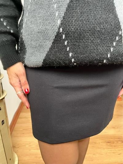 ÇELİK KUMAŞ BELİ LASTİKLİ SİYAH KALEM ETEK