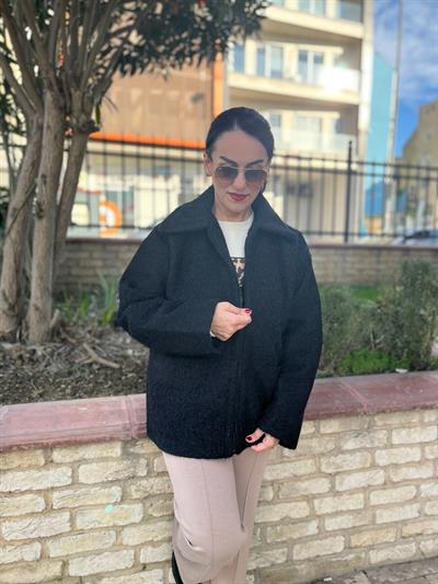 FERMUARLI ŞIK SİYAH KAŞE KABAN