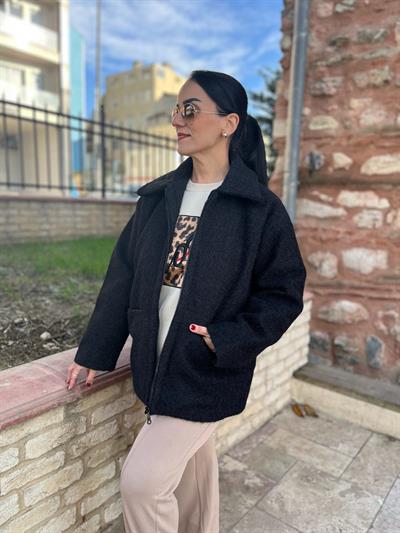 FERMUARLI ŞIK SİYAH KAŞE KABAN