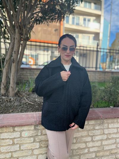 FERMUARLI ŞIK SİYAH KAŞE KABAN