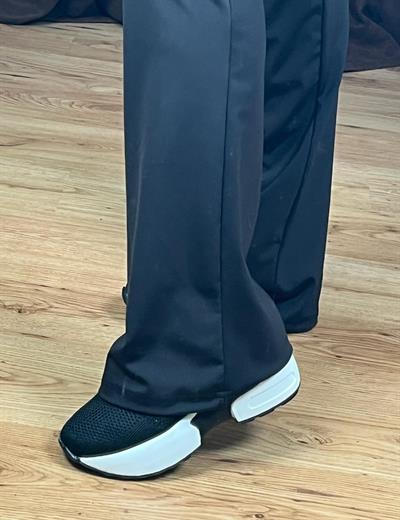 MARKA MODEL İSPANYOL PAÇA YÜKSEK BEL GENİŞ KEMER DALGIÇ KUMAŞ SİYAH PANTOLON