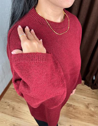 GENİŞ KOL SALAŞ BASİC BORDO KAZAK