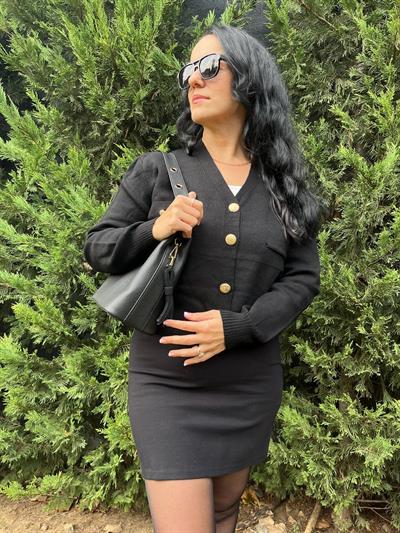 GOLD DÜĞMELİ CEP DETAYLI SİYAH HIRKA