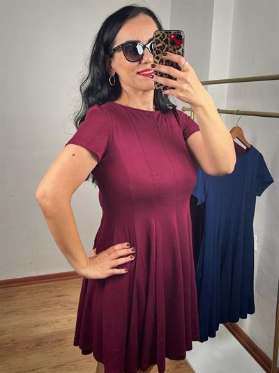 VOLANLI MODAL BORDO ELBİSE