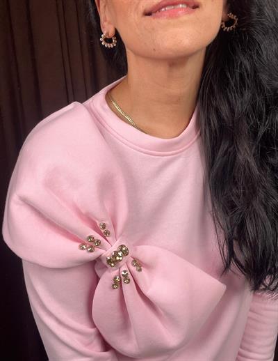 PAPYONLU PEMBE SWEATSHİRT