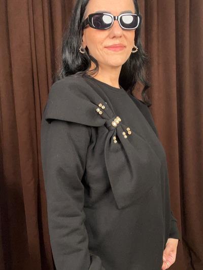 PAPYONLU SİYAH SWEATSHİRT