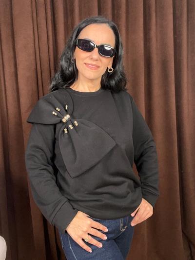 PAPYONLU SİYAH SWEATSHİRT