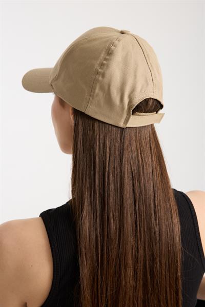 Kadın Bej Basic Arkası Cırtlı Ayarlanabilir Beyzbol Şapka