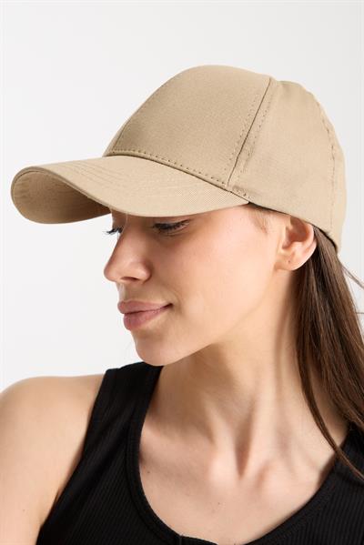 Kadın Bej Basic Arkası Cırtlı Ayarlanabilir Beyzbol Şapka