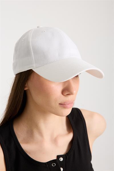Kadın Beyaz Basic Arkası Cırtlı Ayarlanabilir Beyzbol Şapka