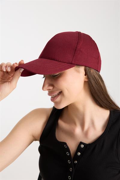 Kadın Bordo Basic Arkası Cırtlı Ayarlanabilir Beyzbol Şapka