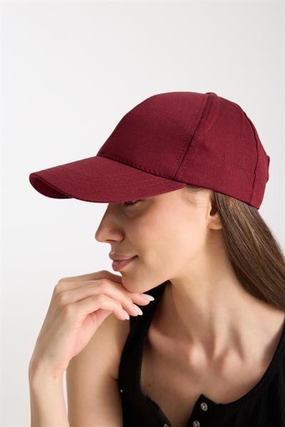 Kadın Bordo Basic Arkası Cırtlı Ayarlanabilir Beyzbol Şapka