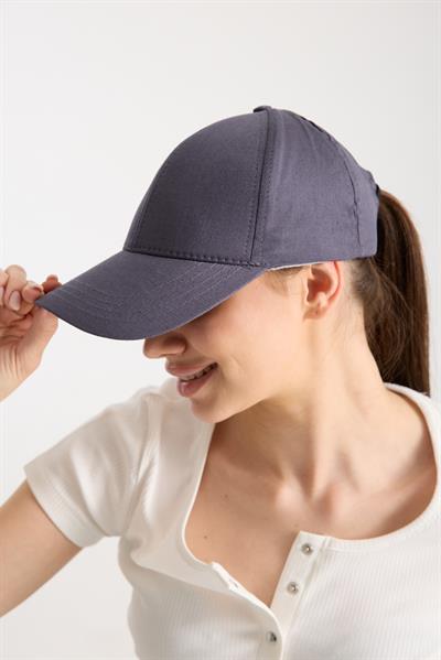Kadın Gri Basic Arkası Cırtlı Ayarlanabilir Beyzbol Şapka