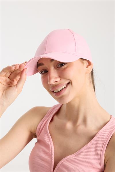Kadın Pudra Pembe Basic Arkası Cırtlı Ayarlanabilir Beyzbol Şapka