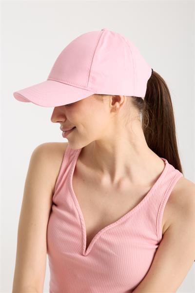 Kadın Pudra Pembe Basic Arkası Cırtlı Ayarlanabilir Beyzbol Şapka