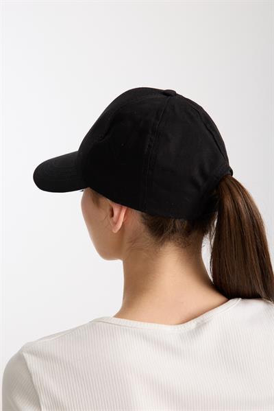Kadın Siyah Basic Arkası Cırtlı Ayarlanabilir Beyzbol Şapka