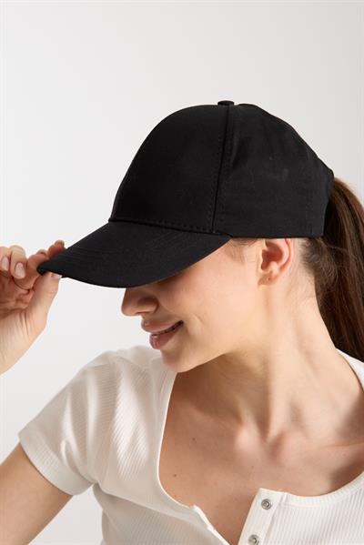 Kadın Siyah Basic Arkası Cırtlı Ayarlanabilir Beyzbol Şapka