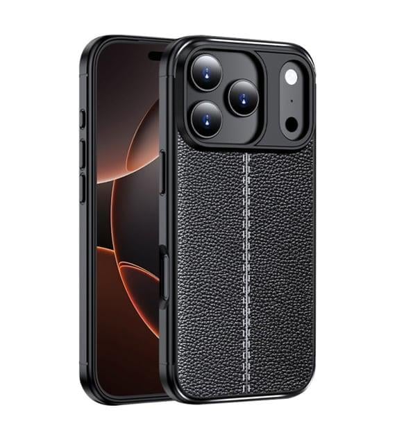 iPhone 17 Pro Max Deri Hissiyatlı Dikiş Detaylı Firo Silikon Kılıf